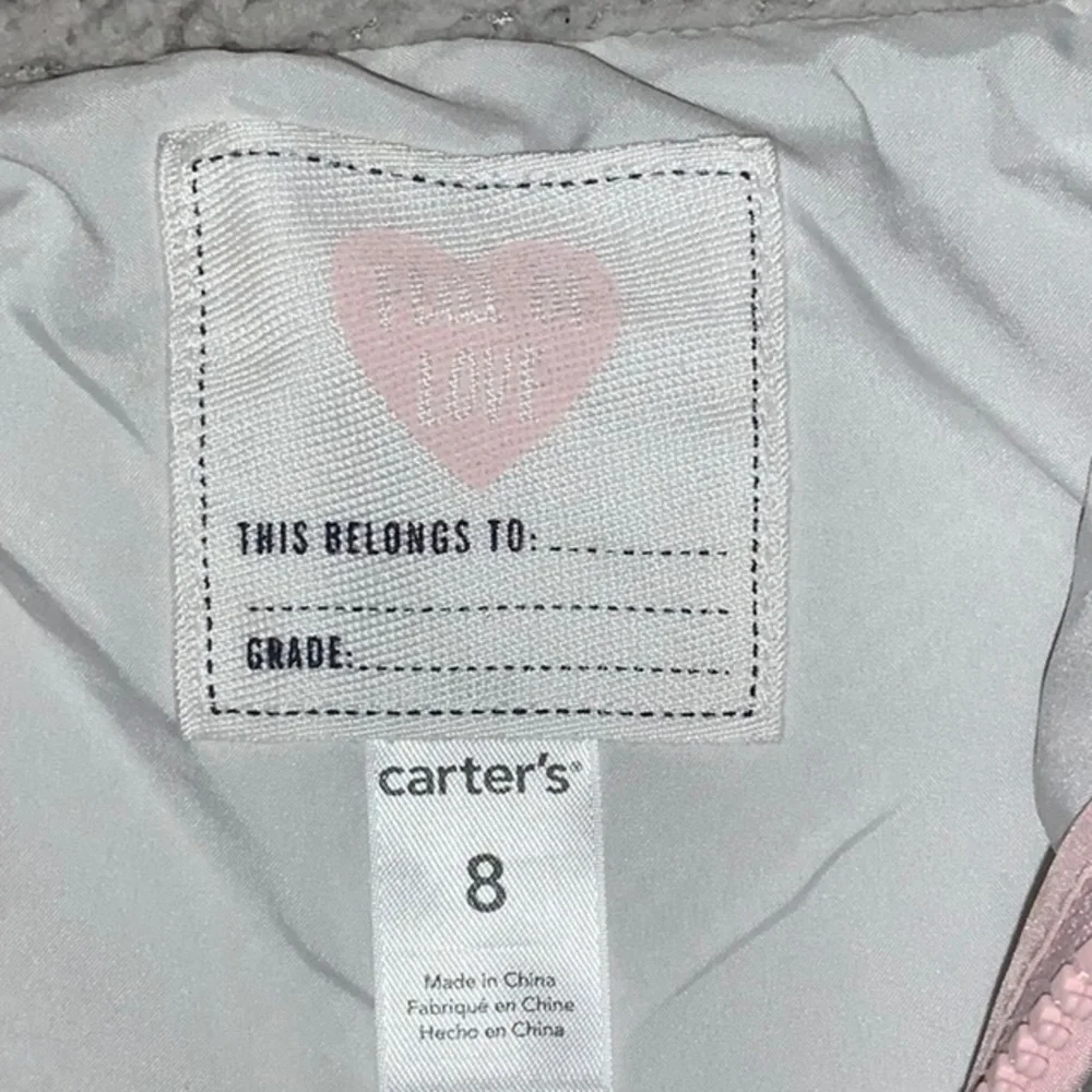 Carter’s Girl’s Vest | Sherpa Vest | Gray with Pink Trim | Cozy Fall Top Size 8